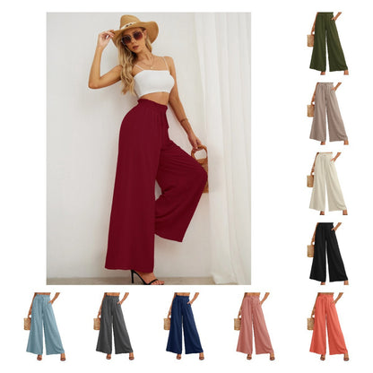 Women Summer Loose and Airy Pants with Elastic Waistband and Ties Chic and Style