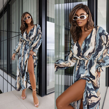 Robe maxi femme avec impression artistique moderne Chic und Stil