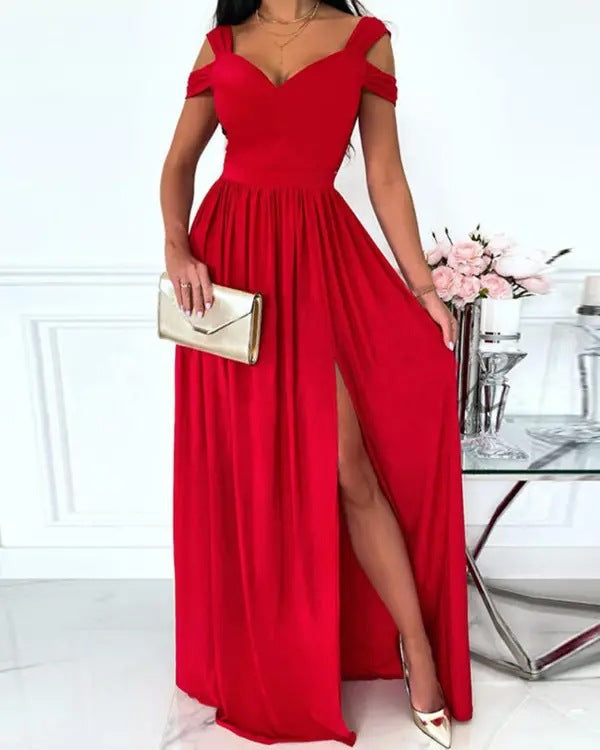 Robe maxi pour femme avec design sans épaules et fente raffinée Chic und Stil
