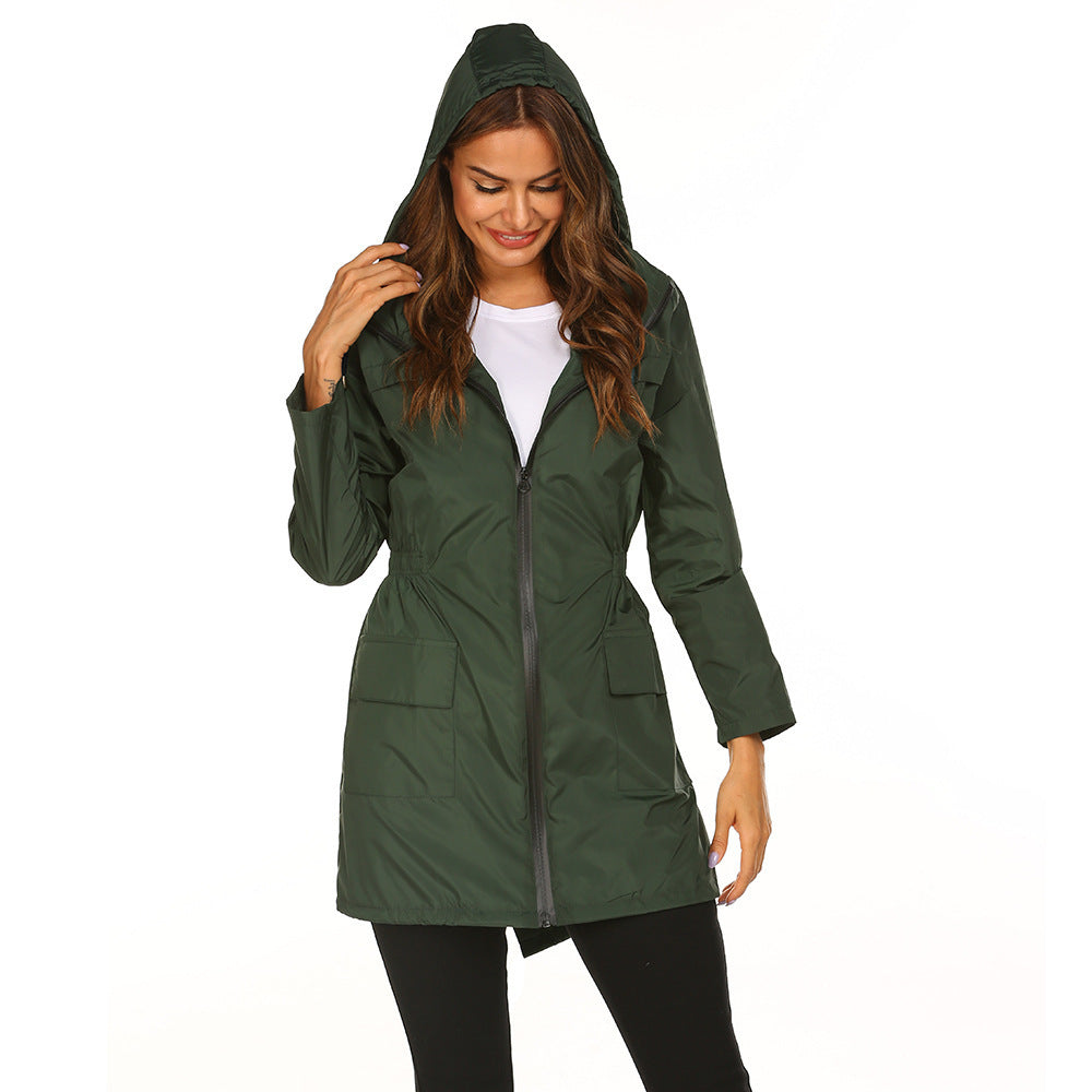 Dame veste de plein air imperméable avec capuche réglable et taille élastique Chic und Stil