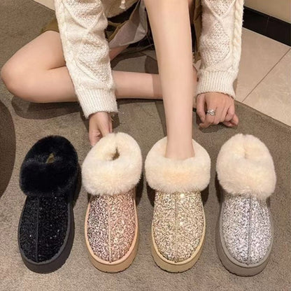 Ladies Plush Sparkly Slippers Chic and Style