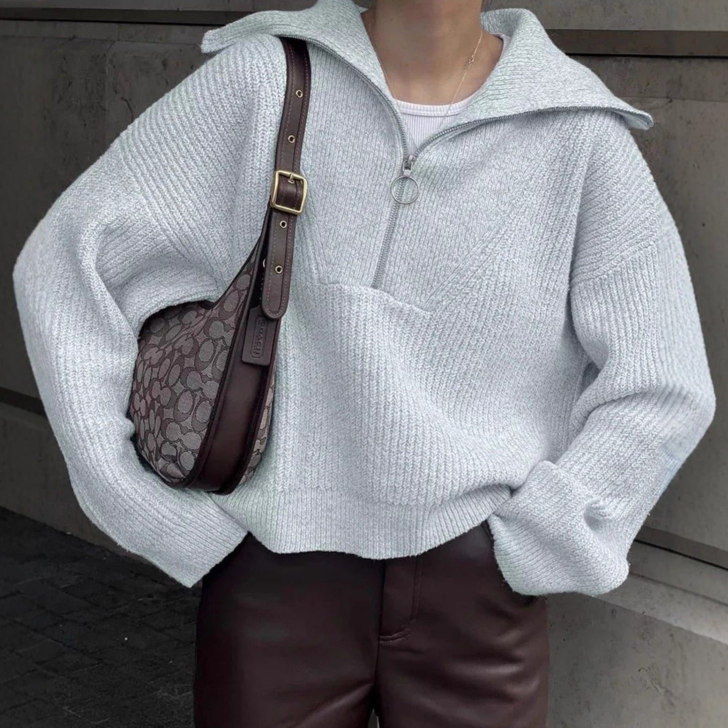 Pull en tricot pour femmes avec zipper et coupe décontractée Chic und Stil
