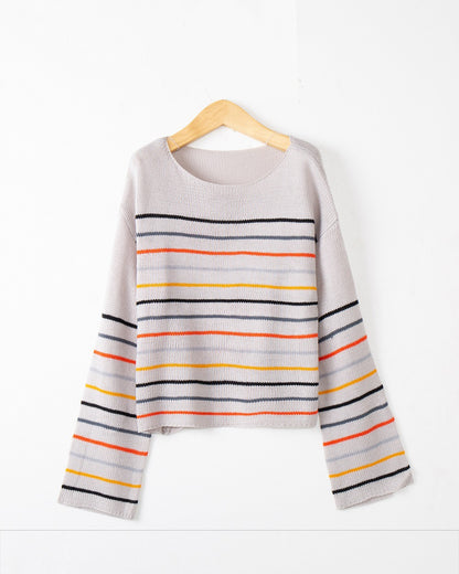 Femmes Pull rayé oversized en matériau doux avec coupe large Chic und Stil