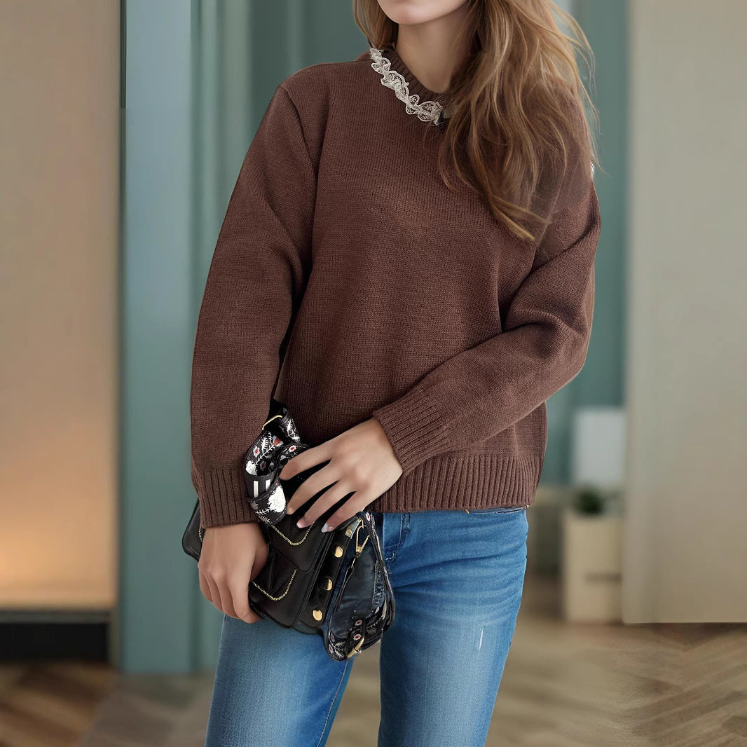 Pull décontracté pour femmes avec col décoratif Chic und Stil