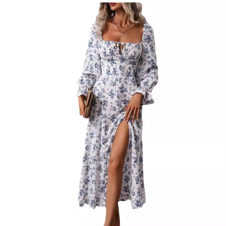 Robe maxi femme avec fente profonde et design floral Chic und Stil