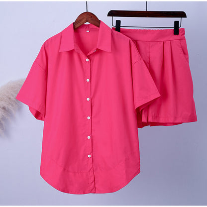 Femme Freizeit Chemisier à boutons et ensemble de shorts Chic und Stil