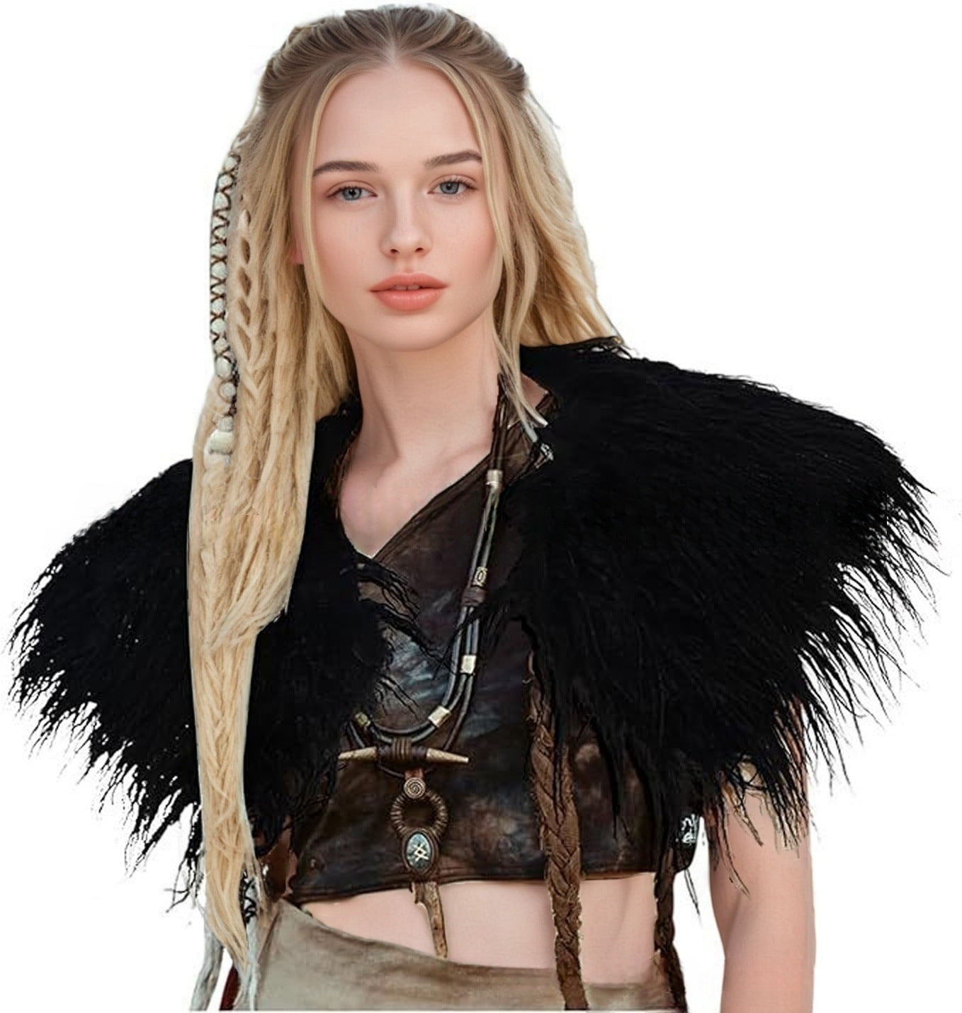 Dames col en fausse fourrure élégant avec ornements artistiques Chic und Stil