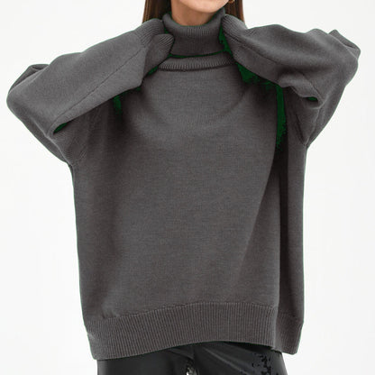 Pull à col roulé oversize pour femme avec structure côtelée Chic und Stil