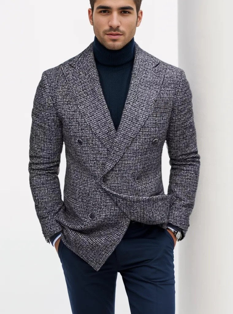 Blazer homme élégant à double boutonnage en tartan moderne Chic und Stil