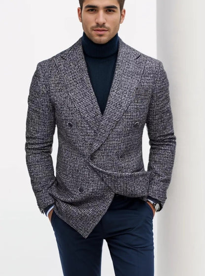 Blazer homme élégant à double boutonnage en tartan moderne Chic und Stil