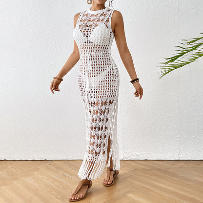 Robe maxi à franges en crochet pour dames Chic und Stil