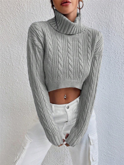 Pull en grosse maille pour femmes avec col haut Chic und Stil