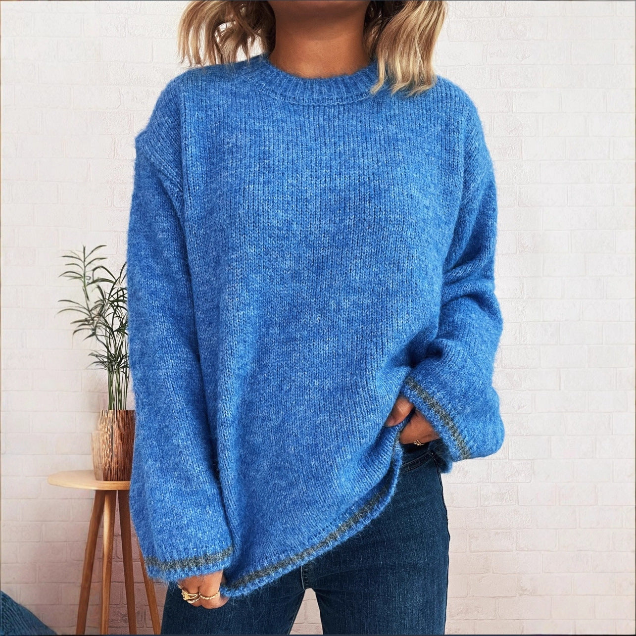 Pull ample décontracté pour femmes avec un design de couleurs bloquées Chic und Stil