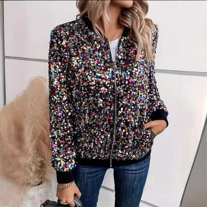 Functional shimmering bomber jacket for ladies Chic and Style