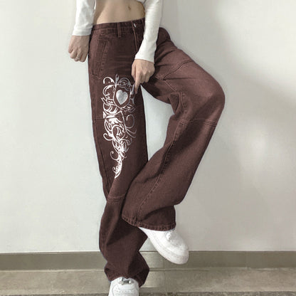Loose denim pants for women with artistic print Chic and Style