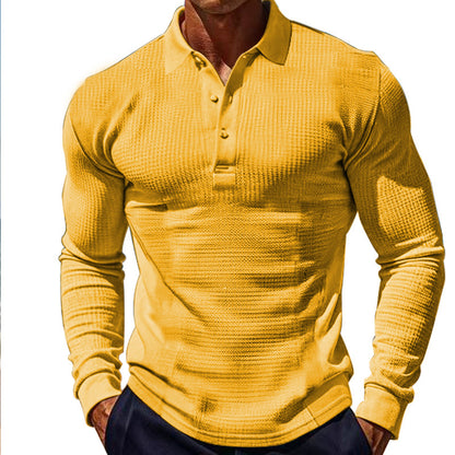 Chemise polo à manches longues élégante pour hommes avec boutonnière et design texturé Chic und Stil