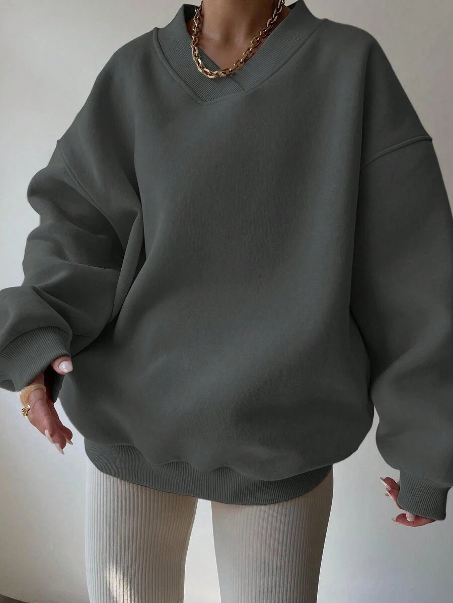 Femmes pull surdimensionné à col en V Chic und Stil