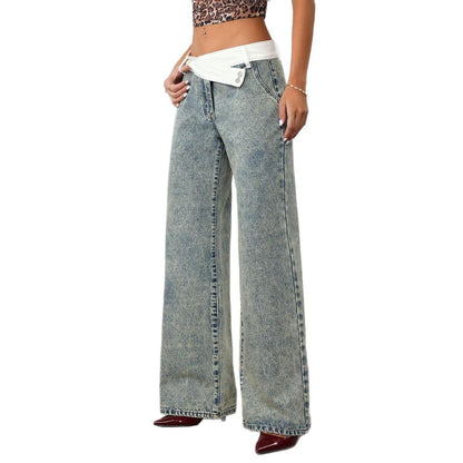 Ladies Flared Denim Pants with Innovative Belt Chic and Style