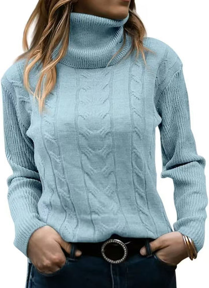 Pull en tricot pour femmes avec col montant et motif en relief à tresses Chic und Stil