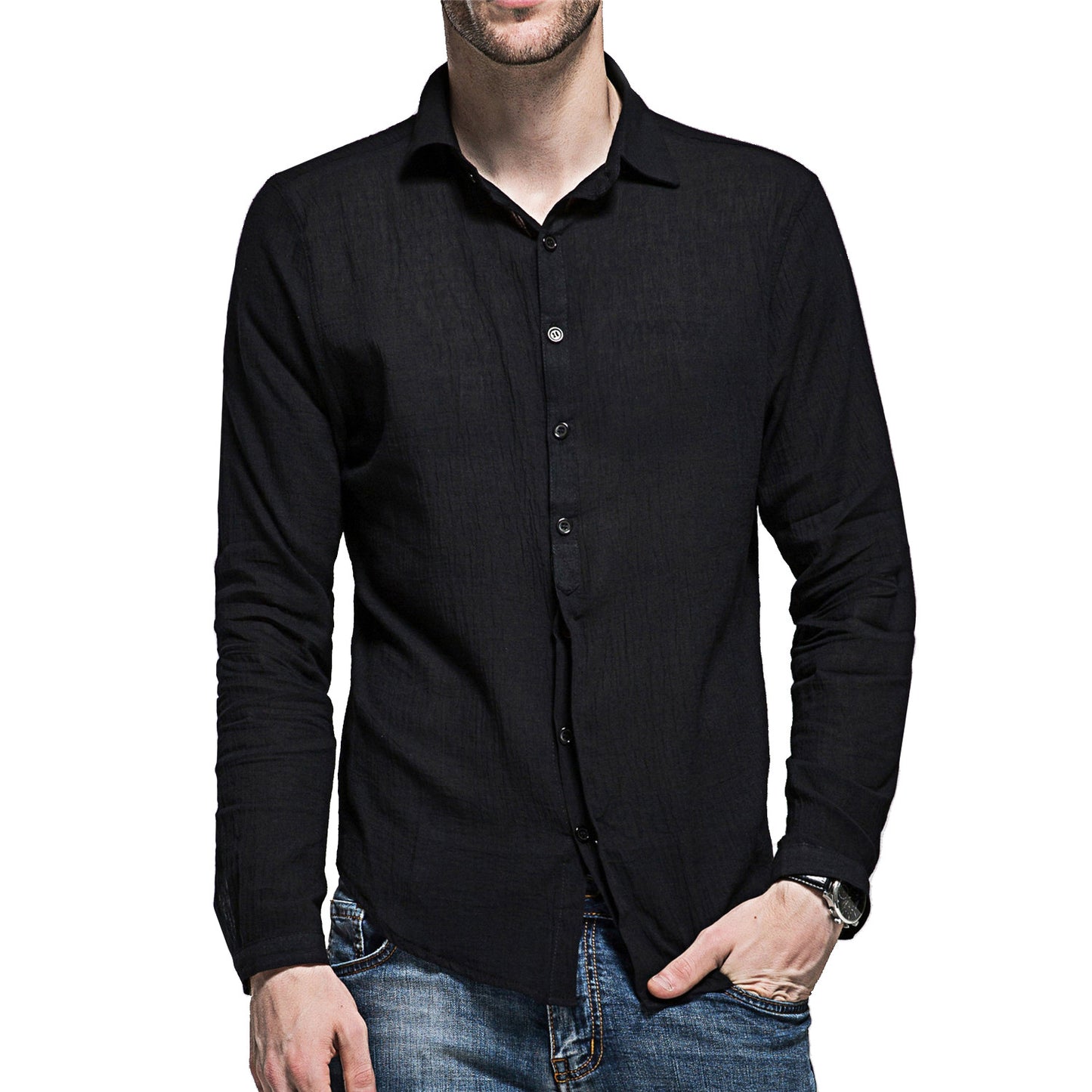 Chemise décontractée à manches longues pour hommes en mélange de lin Chic und Stil