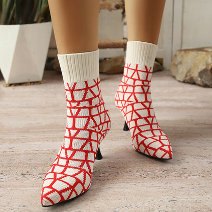 Bottes pour dames en limitiée avec des chaussures à chaussettes et un talon élégant Chic und Stil