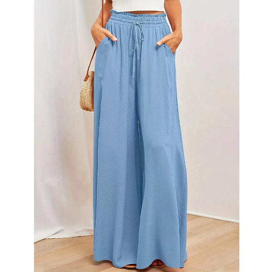 Pantalon d'été ample pour femmes avec taille élastique et poches pratiques Chic und Stil