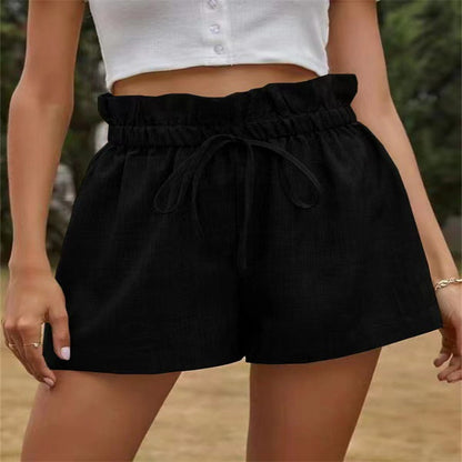 Shorts en lin pour femmes décontractées avec taille élastique et cordon de serrage Chic und Stil