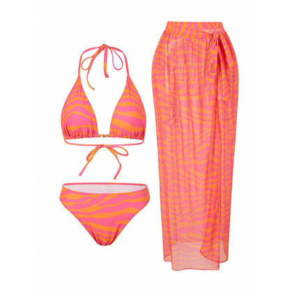 Women Elegant triangle bikini set and sheer cover-up Chic and Style