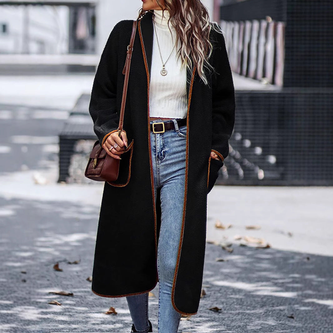 Dames élégant, long cardigan avec coupe pratique et accents contrastants Chic und Stil
