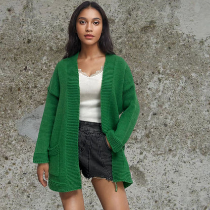 Dames Grand Tricot Cardigan avec grandes poches et design ouvert Chic und Stil