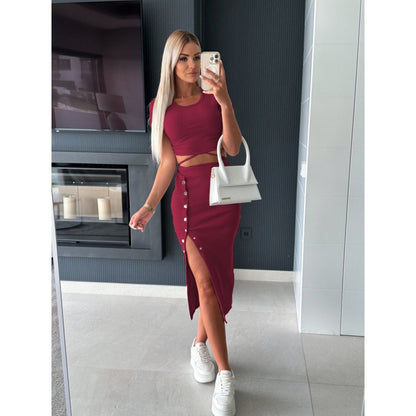 Robe midi en tricot côtelé pour femmes Chic und Stil