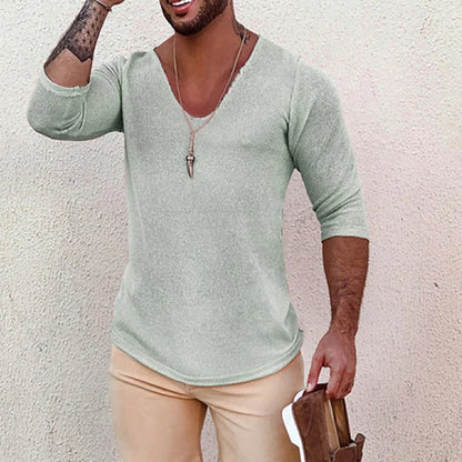 Chemise à col V pour hommes avec design de structure innovant Chic und Stil