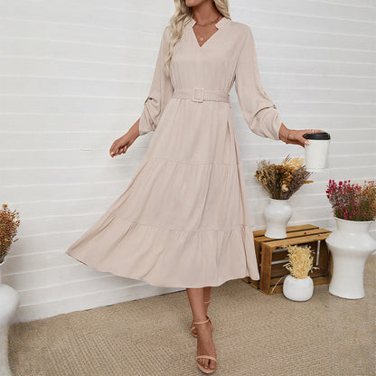 Robe maxi femme avec volants flottants et ceinture cintrée Chic und Stil