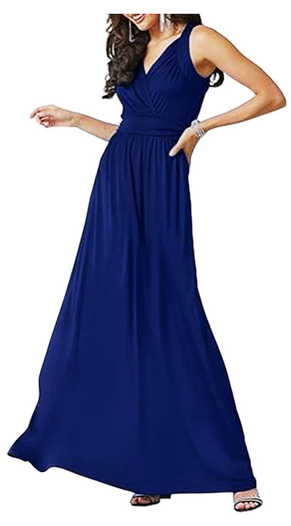 Robe maxi pour dames avec un élégant décolleté en V et une coupe fluide Chic und Stil