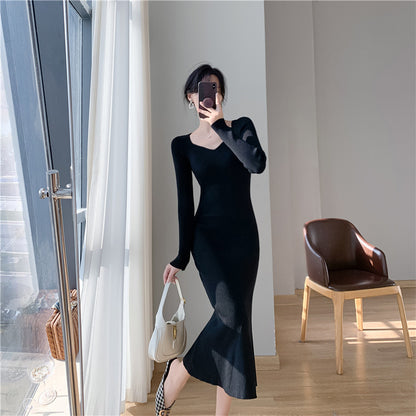 Dames_maximal_Ribbed_Sweater_Midi_Robe_Chic und Stil