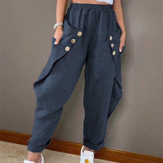 Dames culotte décontractée avec détails de boutons décoratifs Chic und Stil