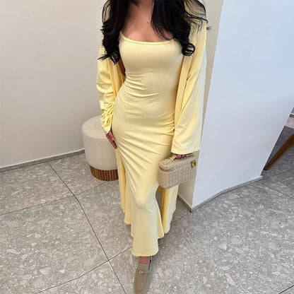 Dame Robe fourreau longue avec kimono ouvert Chic und Stil