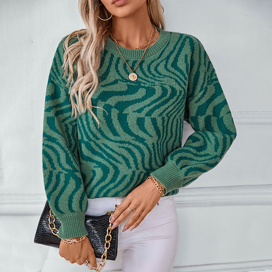 Pull en tricot à motif vague unique pour femme Chic und Stil