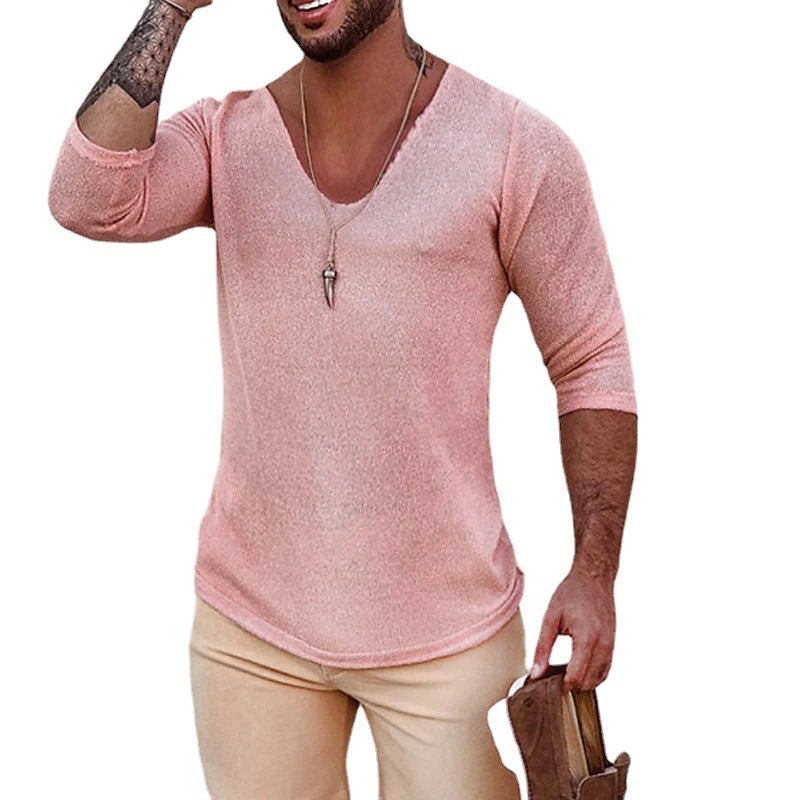 Chemise à col V pour hommes avec design de structure innovant Chic und Stil