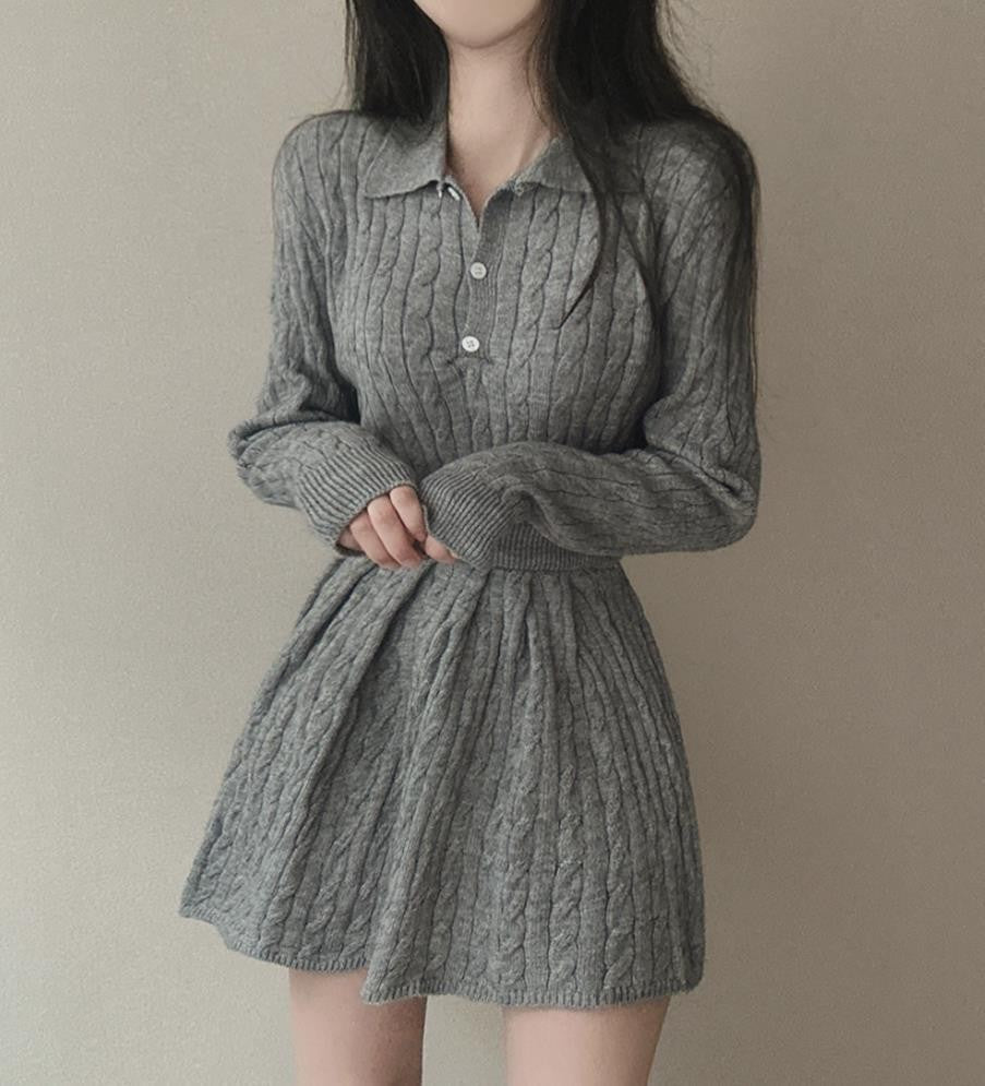 Robe tricot confortable pour femmes avec col élégant et look drapé Chic und Stil