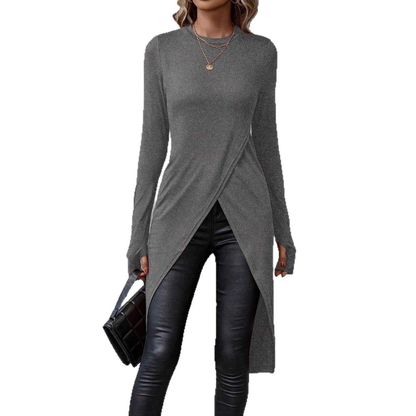 Asymmetrical long t-shirt for women with an elegant draped effect Chic und Stil