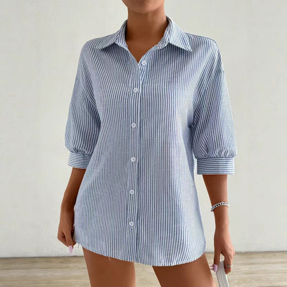 Blouse courte décontractée à manches courtes pour femmes avec nœud Chic und Stil