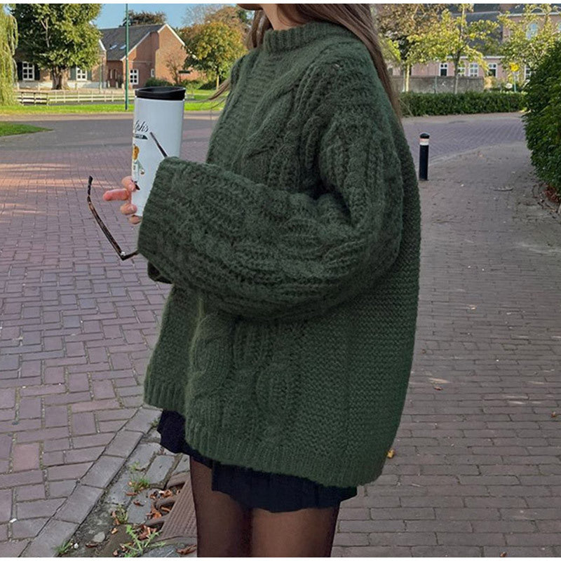 Dames Grand pull en tricot à motif torsadé Chic und Stil