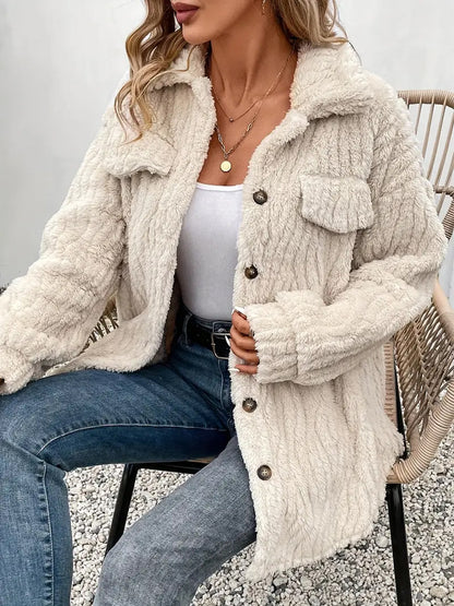 Dames Fleece-chausson veste avec design structuré Chic und Stil