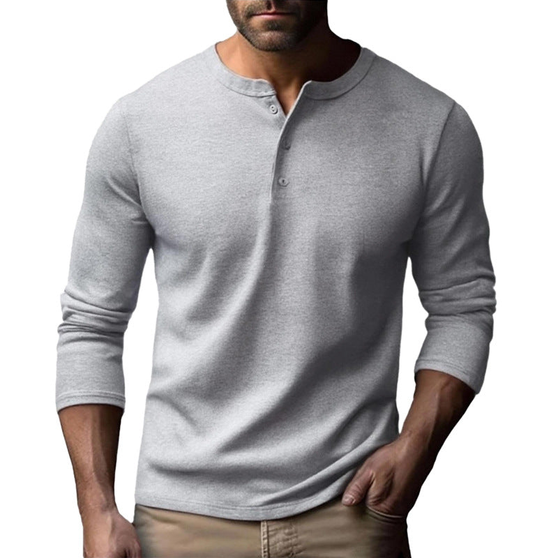 Chemise Henley à manches longues pour hommes en mélange de coton respirant Chic und Stil