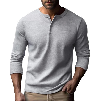 Chemise Henley à manches longues pour hommes en mélange de coton respirant Chic und Stil