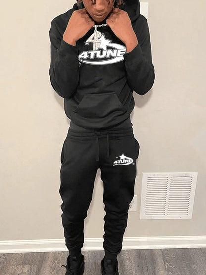 Men's Sports Hoodie and Jogging Pants Set with Creative Logo Print Chic and Style