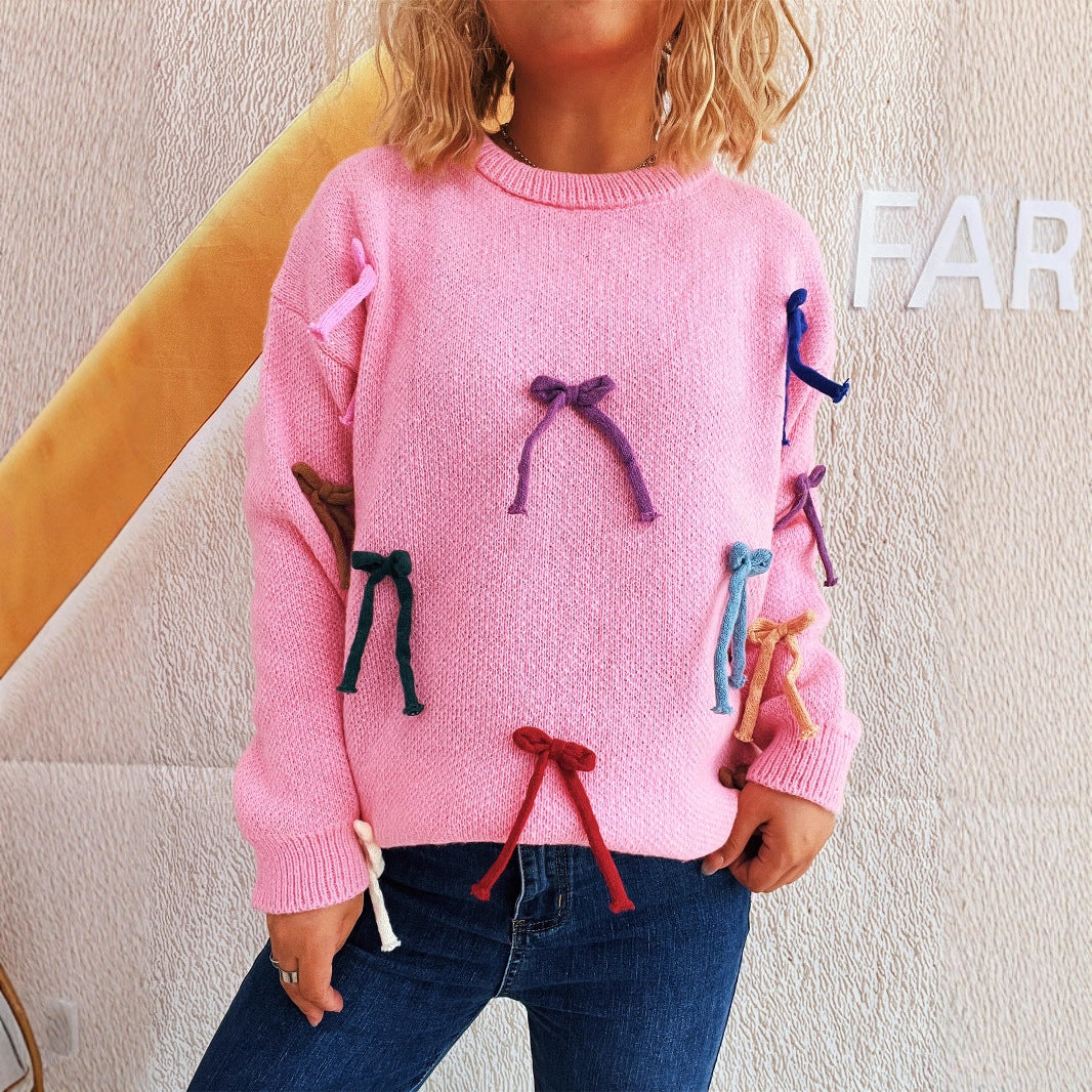 Pull créatif pour femmes avec des accents de nœuds colorés Chic und Stil