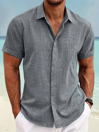 Chemise à manches courtes structurée pour hommes avec boutons Chic und Stil