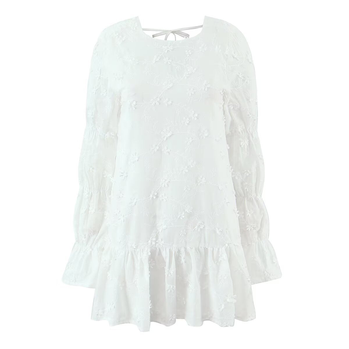 Robe d'été aérienne pour femmes avec design de broderie florale et manches volumineuses Chic und Stil